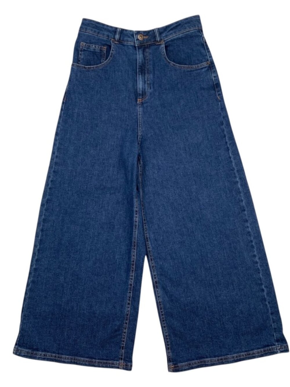Adolfo Dominguez Wide Leg Jeans 36 Blue High Rise Cropped